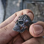 EYHIMD Heavy Metal Silver Color Free Mason Biker Skull Rings Men Punk Stainless Steel Ring Masonic Jewelry Gift for Him