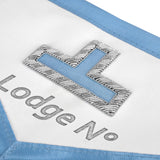 PAST MASTER BLUE LODGE PENNSYLVANIA REGULATION APRON - TURQUOISE BLUE WITH SILVER HAND EMBROIDERY