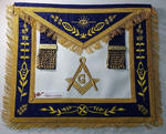 Masonic Master Mason Apron Navy Blue Gold Compass Square G & Fringe-10CODE