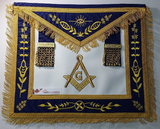 Masonic Master Mason Apron Navy Blue Gold Compass Square G & Fringe-10CODE