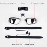 1 Set Men Women Swim Goggles Adults Professional Waterproof Plating Anti Fog UV Swimming Pool Optical Glasses Earplugs Eyewear