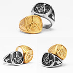 Luxury Masonic Men Rings Stainless Steel Women Jewelry Vintage Punk Rock Cool Stuff Fashion Accessories Halloween Gift Wholesale