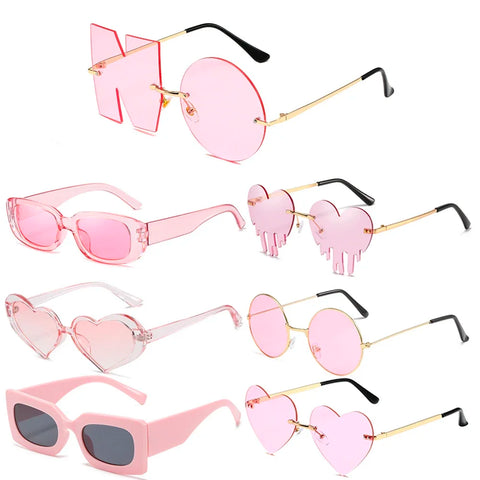 1PC All Pink Color Heart Square Sunglasses Jelly Color Sun Glasses UV400 Protection Shades Summer Party Decoration Women Eyewear