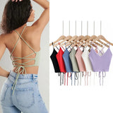 Women Summer Causal Top V-neck Knitted Sleeveless Adjustable Strap Tank Top Solid Sexy T-shirts