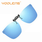 YOOLENS-Polarized Fishing Sunglasses, Clip-on Mirror, Blue Flip Up, Rimless Square, Prescription Glasses Lens, UV400, Outdoor