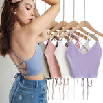 Women Summer Causal Top V-neck Knitted Sleeveless Adjustable Strap Tank Top Solid Sexy T-shirts