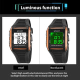 YIKAZE Block Man Wristwatches Electronic LED Display Waterproof Watch for Men Luminous Chronograph Men's Digital Watches