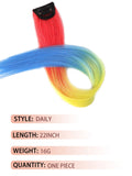 1PCS Colored Hair Extensions,Hanging Ear Dyed Gradient Hair Long Straihgt Hair One-Piece Invisible Rainbow Highlights Color