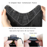 Women's V-shaped Micro-curly Long Hair Extension Synthetic Wig One-piece Hair Extension Piece Fluffy Top Increase Hair Volume