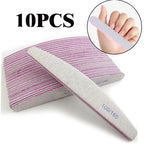 10Pcs Professional Half Moon Nail file 100/180 Sandpaper lime a ongle Sanding Polishing Files SET Manicure Buffer Nail Tool &*&