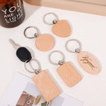 1/5 Pieces Round Heart Wood Keychain Blanks DIY Painting Wooden Key Chain Blanks Unfinished Wooden Key Ring Key Tag Gifts