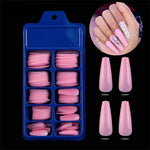 100pcs Colored False Fake Nails Tips Press on Acrylic French Coffin Ballerina Nail Accessories Manicure Art Supplies Products