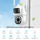 ZRHUNTER 8MP 4K PTZ IP Camera Dual-Lens Human Detect CCTV Security Camera Night Vision Outdoor Wifi Surveillance Camera ICsee