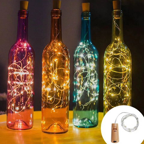 1/2/3M LED wine bottle cork string lights holiday decoration garland wine bottle fairy light Christmas copper wire string lights