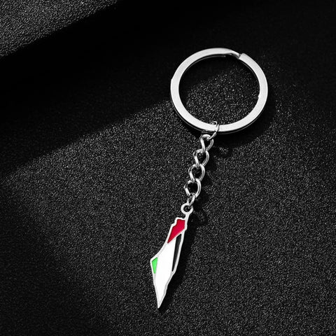 YILUOCD Palestine Map Pendant Keychain Stainless Steel Palestine Flag Map Key Ring Jewelry Vintage Jewelry Amulet for Women Men