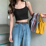 Women Sexy Solid Camis Crop Top Casual Tank Tops Vest Sleeveless Streetwear Club High Street