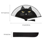 1pc Japanese Style Cat Pattern Bamboo Folding Fan Women Lovely Cartoon Kitty Hand Fans Kimono Bathrobe Handheld Fan Crafts Decor