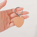 1/5 Pieces Round Heart Wood Keychain Blanks DIY Painting Wooden Key Chain Blanks Unfinished Wooden Key Ring Key Tag Gifts