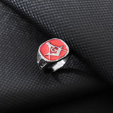 New Retro Letters AG Masonic Pattern Ring Men's Ring Fashion Black Red Metal Masonic Ring Accessories Party Jewelry