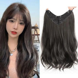 Women's V-shaped Micro-curly Long Hair Extension Synthetic Wig One-piece Hair Extension Piece Fluffy Top Increase Hair Volume