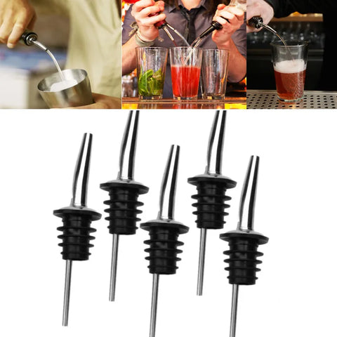 1/2/3/4/5pcs Stainless Steel Stopper For Bottle Wine Olive Oil Pourer Dispenser Spout Bottle Pourer Stopper For Bottle Bar Tools