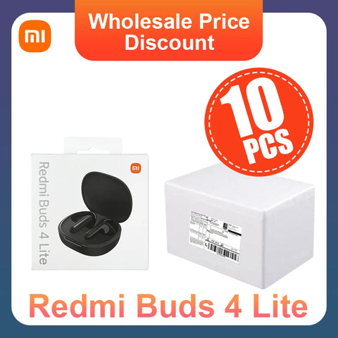 10Pcs Xiaomi Bluetooth Earphones Redmi Buds 4 Lite Wholesale Link Earbuds Lightweight Fashion Headphones Music Headsets