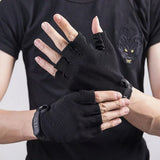 1 Pair Fingerless Camo Gloves Cycling Bike Sports Gloves for Men and Women Half Finger Anti-Slip Breathable Camouflage Mittens