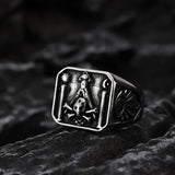 European and American style retro personality domineering Masonic men's ring skull punk trendy stainless steel jewelry