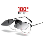 VIVIBEE Classic Flip Up Clip on Sunglasses Fishing Men Square Polarized Lens Night Vision Driving UV400 Women Glasses