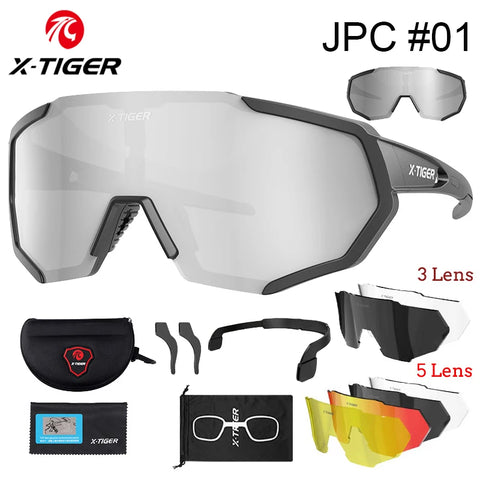 X-TIGER Polarized Lens Cycling Glasses Road Bike Cycling Eyewear Photochromic Sunglasses Sports MTB Mountain Bicycle Goggles