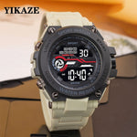 YIKAZE Men's Sports Watch Waterproof Man Sport Watches Multifuction LED Digital Military Watch Alarm Clock Electronic Wristwatch