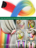 1PCS Colored Hair Extensions,Hanging Ear Dyed Gradient Hair Long Straihgt Hair One-Piece Invisible Rainbow Highlights Color