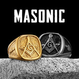 Luxury Masonic Men Rings Stainless Steel Women Jewelry Vintage Punk Rock Cool Stuff Fashion Accessories Halloween Gift Wholesale