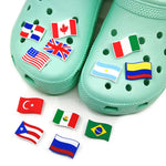 1/30PCS National Flag Shoe Charms Australia USA Brazil Flag Shoe Accessories fit Clog Buckle Shoe Decoration Tote Bag Pendant