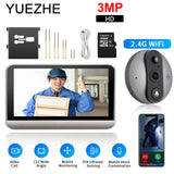 Yuezhe 3MP Wifi Video Peephole Doorbell Camera 4.3 Inch Eye Door bell Smart Home HD IPS Screen Night PIR wireless call security