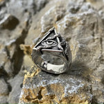 Masonic Fashion Stainless Steel Men Ring Cthulhu Octopus Triangle Geometric Unisex Jewelry Punk Metal Vintage Party  Wholesale