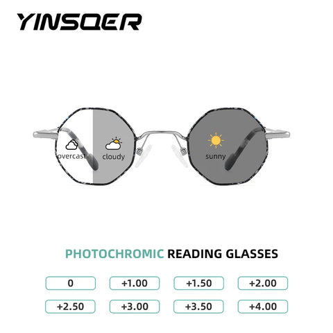 YINSQER Photochromic Men's Glasses Frame Small Round Reading Glasses Ladies on Strength Luxury Woman Eyeglasses Frames For a Man