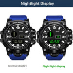 YIKAZE Men's LED Digital Watch Men Sport Watches Fitness Electronic Watch Multifunction Military Sports Watches Clock Kids Gifts