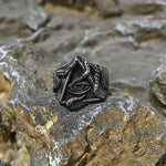 Masonic Fashion Stainless Steel Men Ring Cthulhu Octopus Triangle Geometric Unisex Jewelry Punk Metal Vintage Party  Wholesale