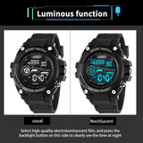 YIKAZE Men's Sports Watch Waterproof Man Sport Watches Multifuction LED Digital Military Watch Alarm Clock Electronic Wristwatch