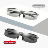 1PCS Fishing Sport Sunglasses Men Non-Polarized UV400 Aluminum Rectangle Rimless Sun Glasses Photochromic Night Vision Eyewear