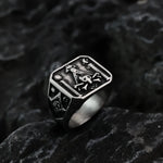 European and American style retro personality domineering Masonic men's ring skull punk trendy stainless steel jewelry