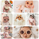 0-3 Years Baby Polarizrd Sunglasses with Belt Flexible Durable Round Flower Silicone Frame Mirrored UV400 Lens Eyewear for Kids