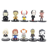 10pcs/set Horror Movie Characters V for Vendetta Chucky Freddy Jason Scary Saw PVC Action Figures Toys