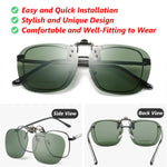 Metal Clip Clip-On Polarized Sunglasses Rimless UV400 Polygonal Shades Convenient Flip-up Sun Glasses for Prescription Glasses