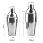 1PC Professional Boston Martini Cocktail Wine Mixer Stainless Steel Cocktail Shaker Party Bar Tools Barware 250/350/550/750ml