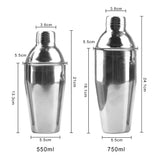 1PC Professional Boston Martini Cocktail Wine Mixer Stainless Steel Cocktail Shaker Party Bar Tools Barware 250/350/550/750ml