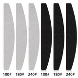 10Pcs Reusable Nail Art File Pads 100/180/240 Replacement Sandpaper With Metal Handle Durable Files Grey Boat Manicure Nail Tool