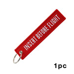 1 PC Wholesale Aviation Keychain Insert Before Flight Keep Calm Both Sides Embroidery Car Key Accessories Backpack Pendant Chain