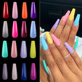 100pcs Colored False Fake Nails Tips Press on Acrylic French Coffin Ballerina Nail Accessories Manicure Art Supplies Products